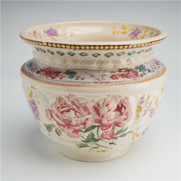 Wedgwood Creamware Polychrome Floral Jardiniere, circa 1880
