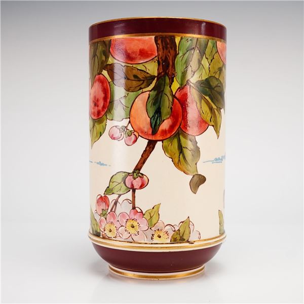 Wedgwood Creamware Vase with Enamel Fruit Motif, c. 1880