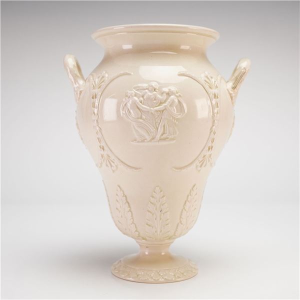 Wedgwood Queensware Double Handled Vase with Neoclassical Relief