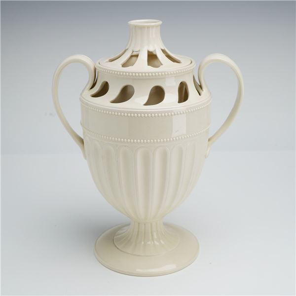 Wedgwood Neoclassical Creamware Two-Piece Reticulated Potpourri Urn