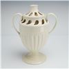 Image 1 : Wedgwood Neoclassical Creamware Two-Piece Reticulated Potpourri Urn