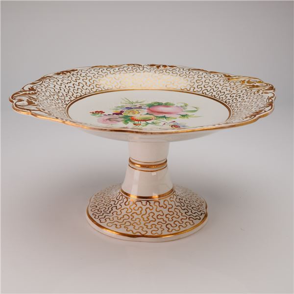Wedgwood Pearl Gilt and Hand-Painted Ceramic Compote