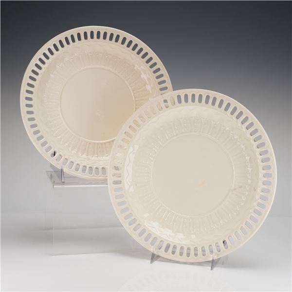A Pair of 19th Century Wedgwood Creamware Reticulated Plates