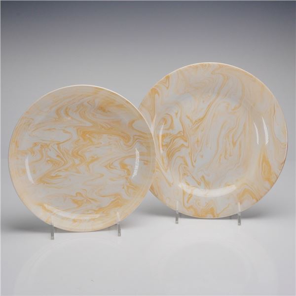 A Pair of Wedgwood Mid-Century Modern Melamine Marble Swirl Plates