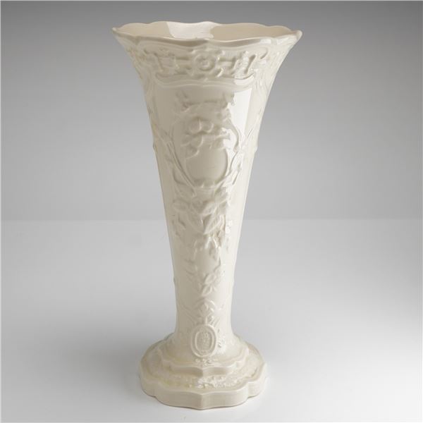 Wedgwood Embossed Queen's Ware Cream on Cream Trumpet Vase