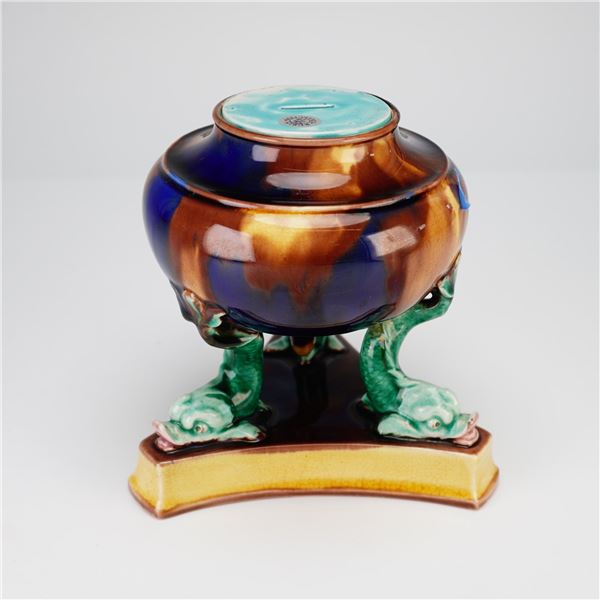 Wedgwood Majolica Dolphin-Form Inkwell