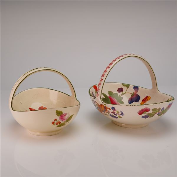 A Pair of Wedgwood Etruria England Floral Basket Pattern Ceramic Baskets