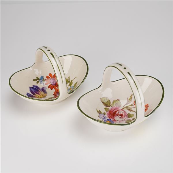 A Pair of Wedgwood Floral Handled Baskets