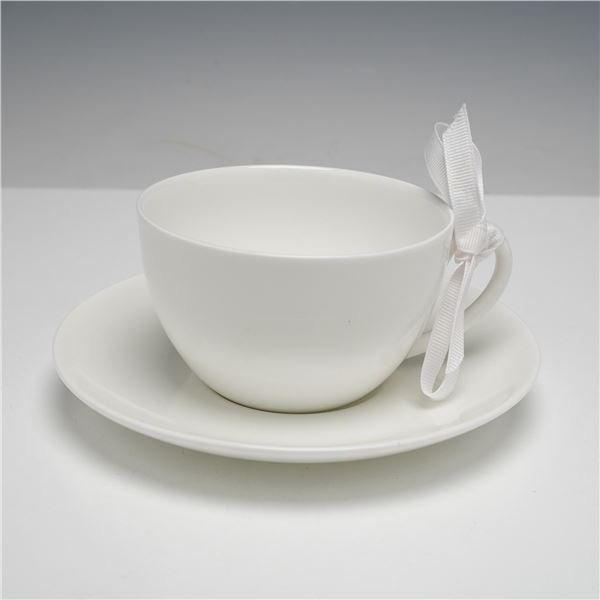 A Wedgwood 'Eternity' English Bone China Teacup and Saucer Set