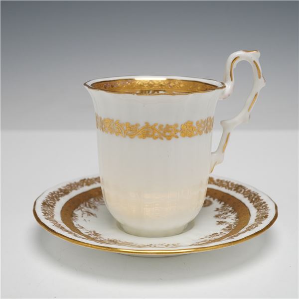 A Wedgwood Gilt-Decorated  Bone China Teacup and Saucer