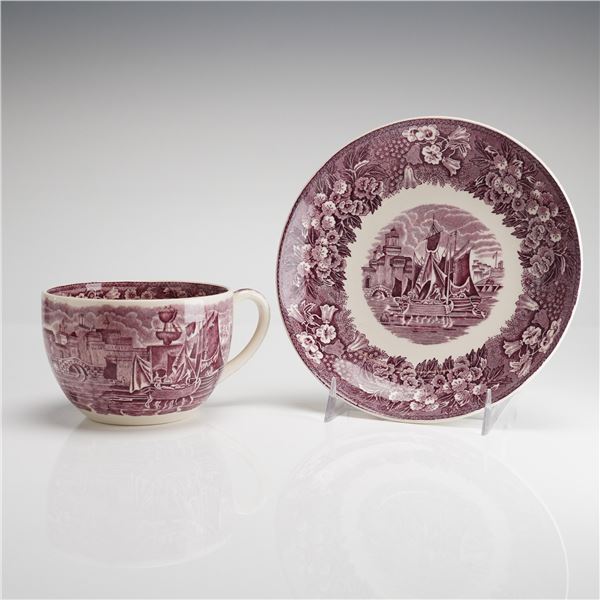 Wedgwood Ferrara Ruby Transferware Cup and Saucer
