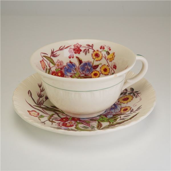 Wedgwood of Etruria and Barlaston Ranunculus Pattern Cup and Saucer Set
