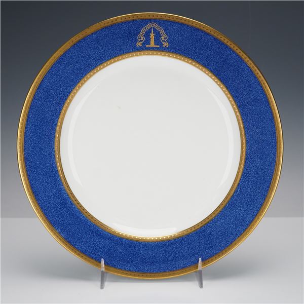 Wedgwood T. Goode Gilt and Cobalt Bone China Armorial Plate with Crest