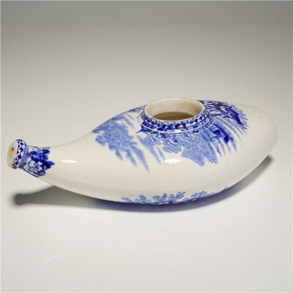 A Wedgwood Blue and White Transfer-Printed Ceramic Feeding Bottle