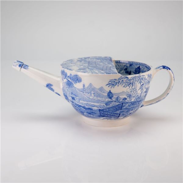Wedgwood Blue Transfer Decorated Invalid Cup, England, 19th Century