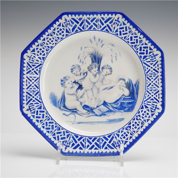 A Wedgwood CIPRIANI CHERUB Blue and White Octagonal Earthenware Plate