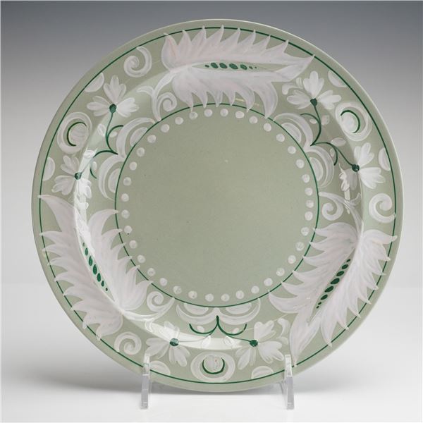Wedgwood England Hand Painted Green Leaf Pattern Plate