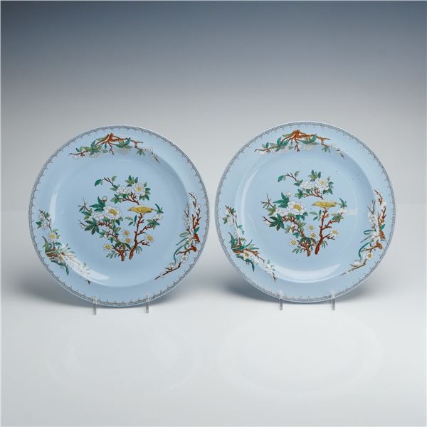 Pair of Wedgwood Pale Blue Earthenware Plates, Cuckoo