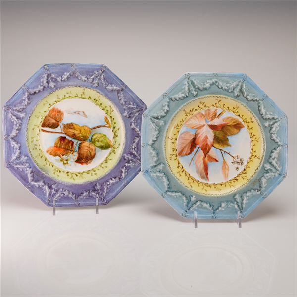 2pc Wedgwood Hand Painted Victorian Majolica Plates