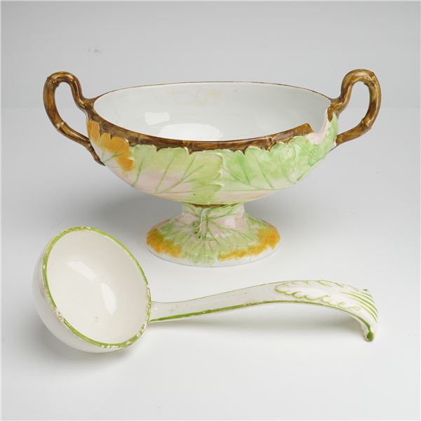A Wedgwood Footed Tureen with Ladle in the Grape Vine Pattern