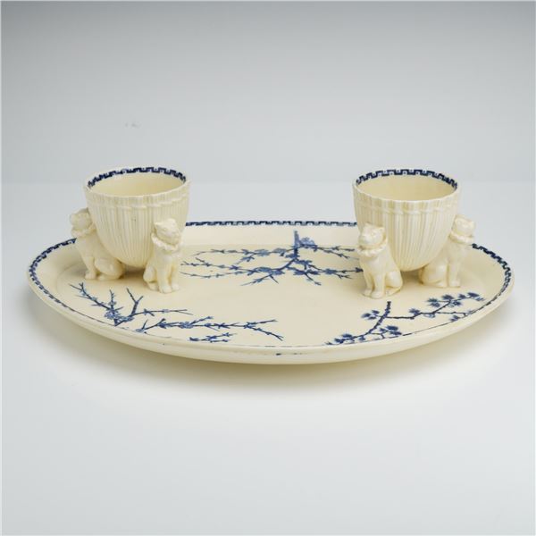 Wedgwood Ridgway Japonica Blue Transfer-Printed Double Egg Cup Stand