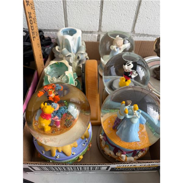 Water, globes, and candles and clock