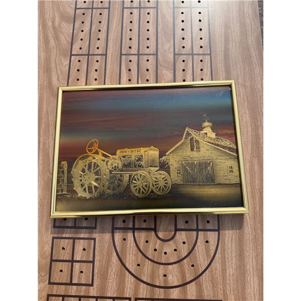 John Deere metallic design etching