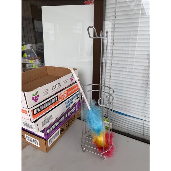 Duster and toilet paper holder