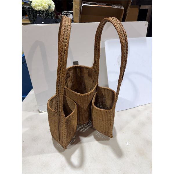 antique or vintage Vietnamese rattan wicker basket carrier