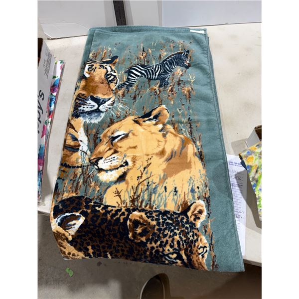 Vintage beach towel, jungle animals