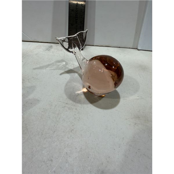 Glass whale paperweight