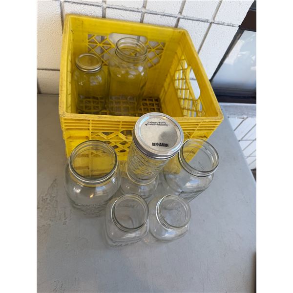 Canning jars and crate