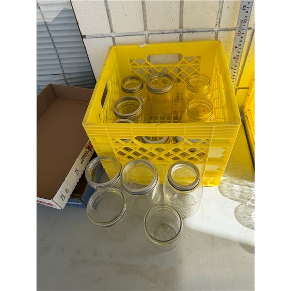 Canning jars in crate