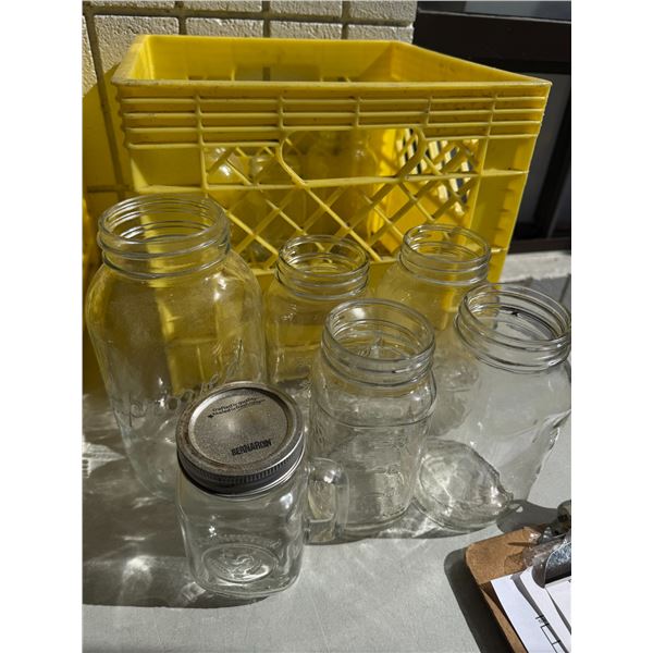 Canning jars and crate