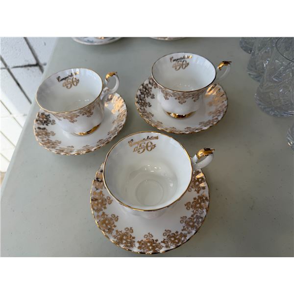 50th anniversary Royal Albert tea cups, and saucers