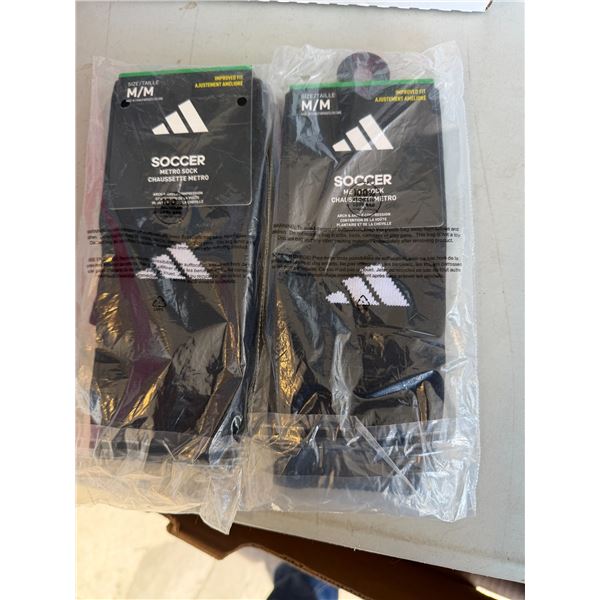 Soccer socks, size medium and shin pads