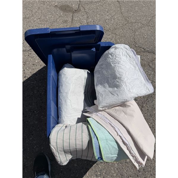 Tarp and other items with Bin and lid