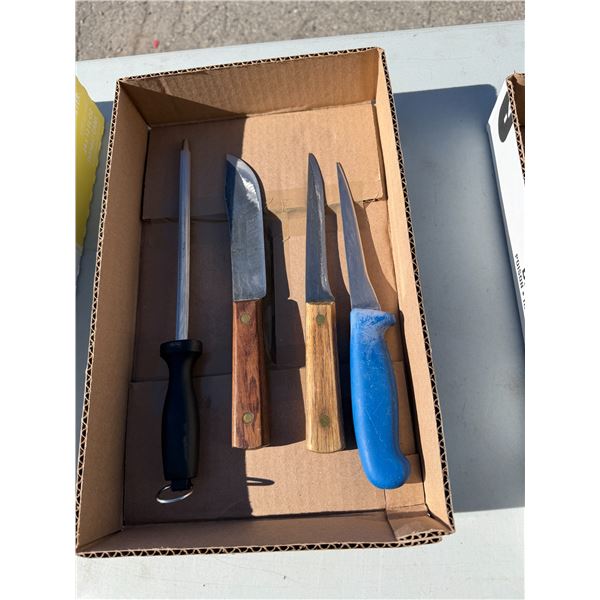 Assorted knives and sharpener