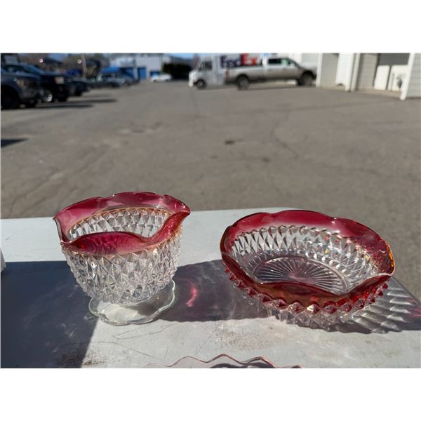 vintage Indiana Glass Diamond Point glass