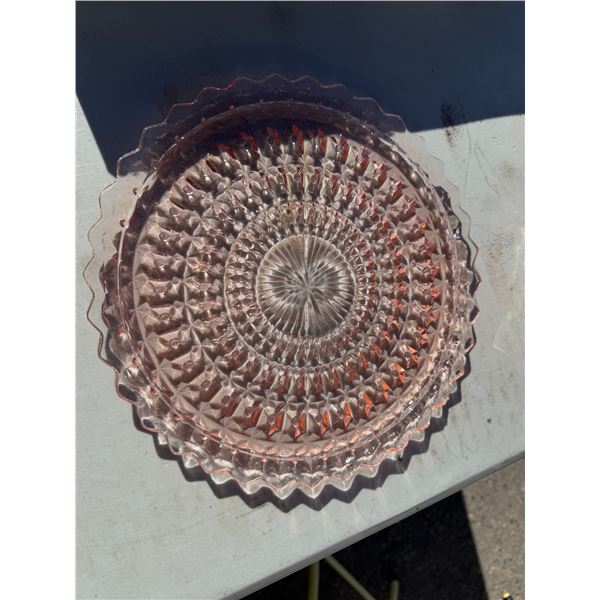 vintage Jeannette Glass Holiday Pink Sandwich Plate