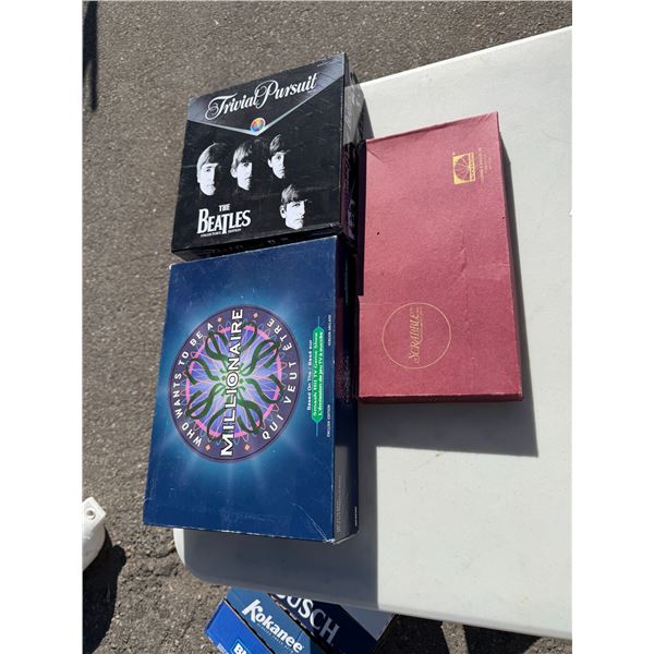 Scrabble trivial pursuit and who wants to be a millionaire games