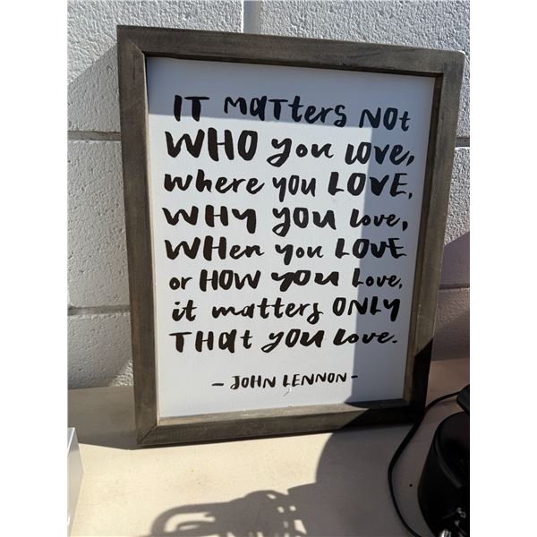 Quoted wall  hanging John Lennon