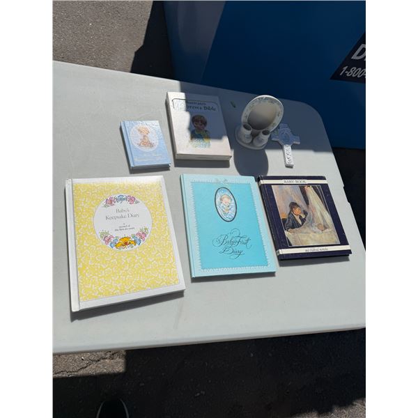 Baby keepsake items, books, children's Bible, etc.