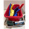 Image 1 : Dust pans, mop, bucket, and scour pads