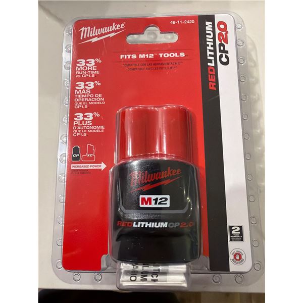 New sealed box MILWAUKEE Fits M12 Tools Red Lithium CP2.0