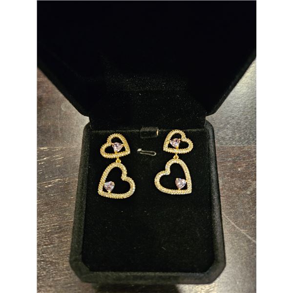 1.0ct Heart cut pink dangle earrings