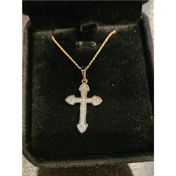32.00mm cross necklace- 18" long chain