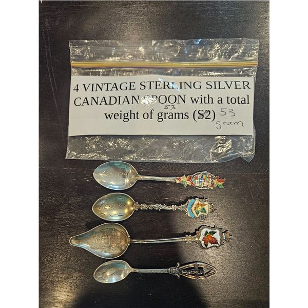 4 vintage silver Canadian spoons