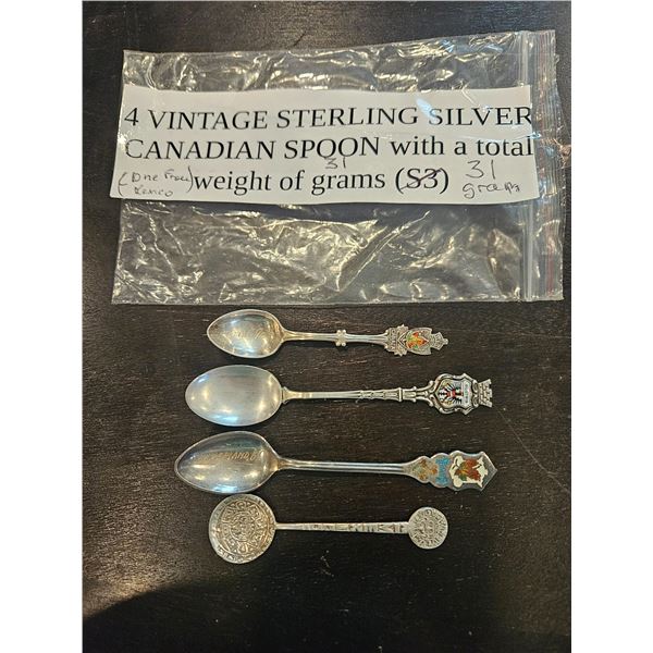 4 vintage silver Canadian spoons