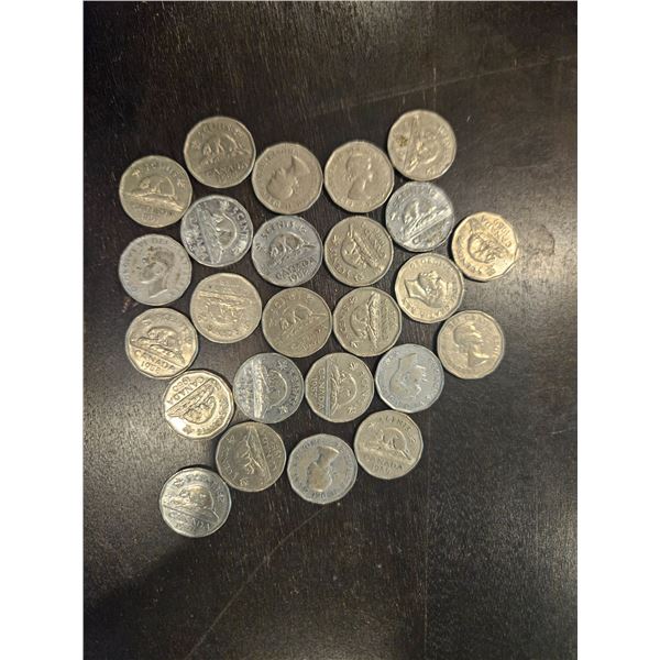 25x 1950's Canadian Nickels